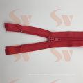 High quality No. 5 auto lock red nylon zipper for Garments/Home textile/Pillow/Bags